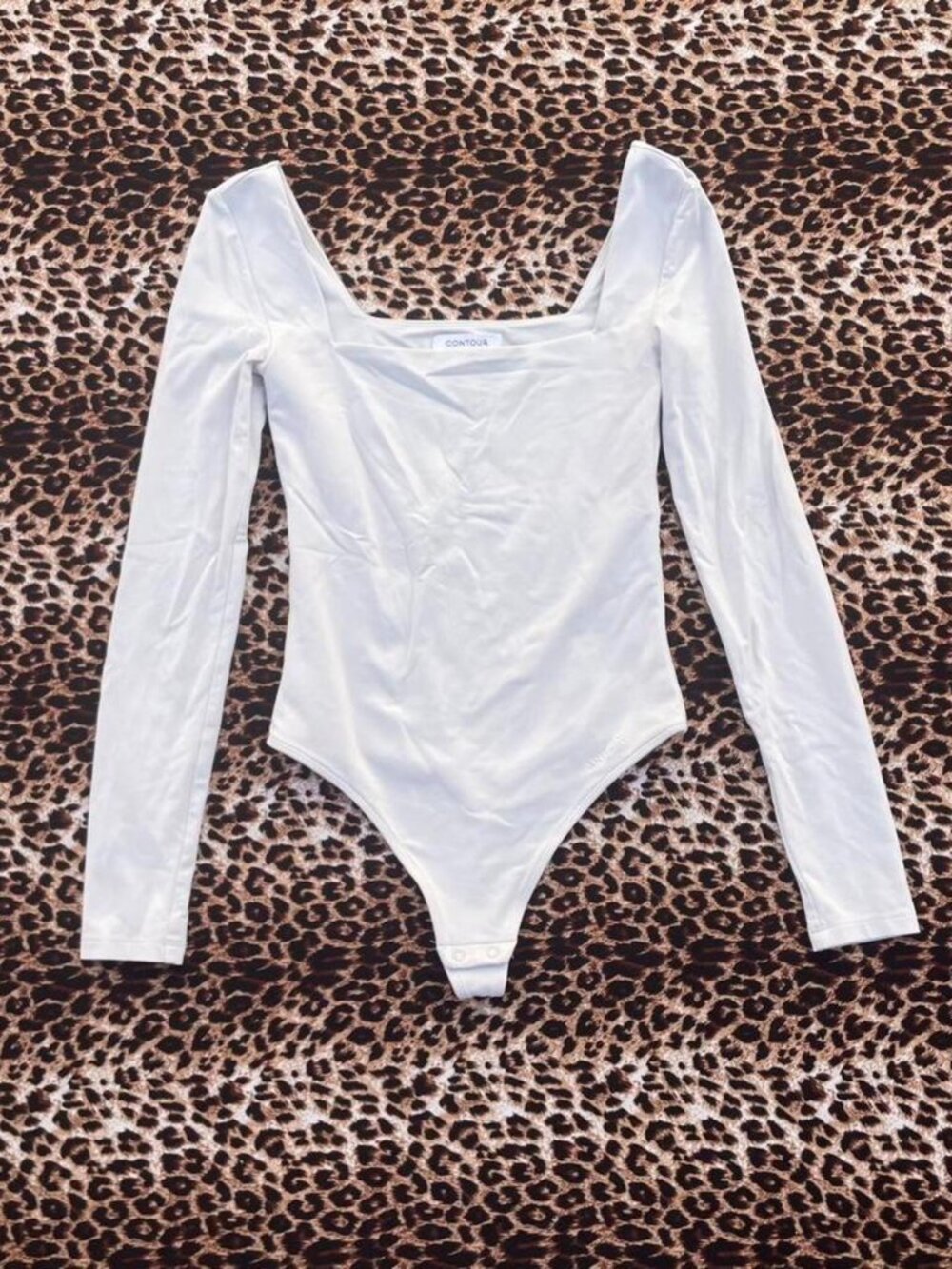 artizia long sleeve square neck white bodysuit